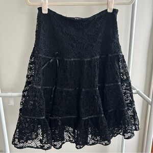 Betsy Johnson black lace skirt with bows